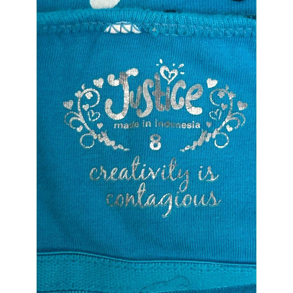 Justice Turquoise Blue Polka Dot Ruffle Camisole Tank Top Girls 8 Y2K Retro